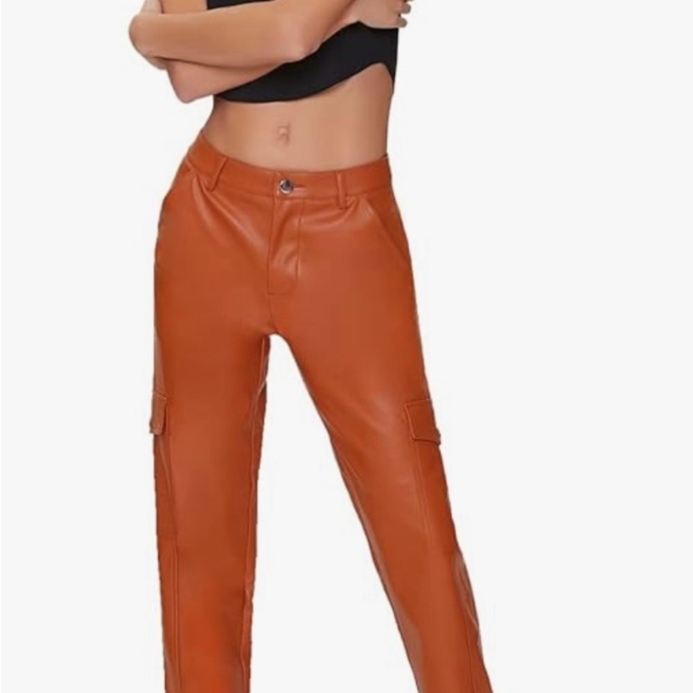 Forever 21 Faux Leather Cargo Ankle Pants